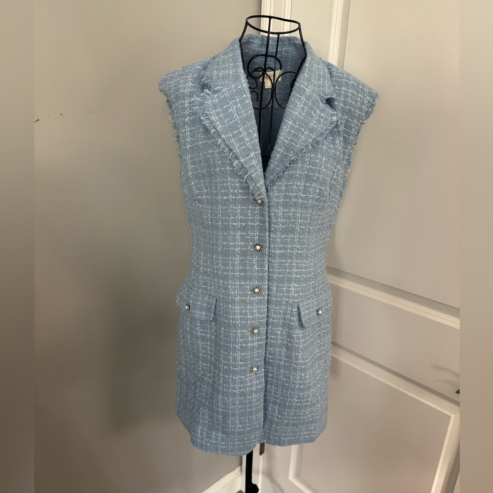 NWOT Maeve by Anthropologie Sleeveless Tweed Blazer Mini Dress Size 8 - Picture 4 of 8